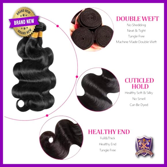 Body Wave Human Hair Extensions 14 16 18 Inch Brazilian Virgin Hair 3 Bundles main image 6